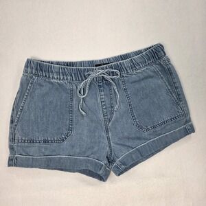 Volcom Sunday Strut Jean Shorts Light Blue Denim Roll Cuff Casual Womens Small